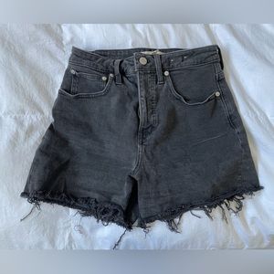 Madewell Curvy Hi Rise Black Denim Shorts